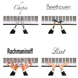 피아니스트들의 손가락을 희화화한 그림
