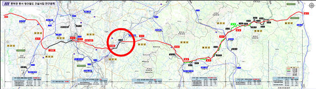 협력체가 2017년 증평군(증평역)을 포함시킨 자체 연구용역 및 타당성조사 노선