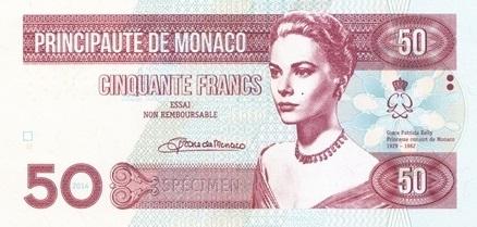 그레이스 켈리 왕비의 얼굴이 그려져 있는 모나코 화폐