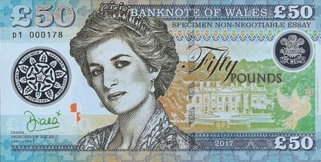 다이애나 스펜서 황태자비의 얼굴이 삽입된 영국 웨일즈 화폐