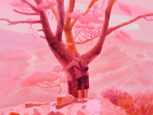 나무의 기운을 받는 사람(Tree Man), 캔버스 위에 유채, 45.5x60.6cm, 2018