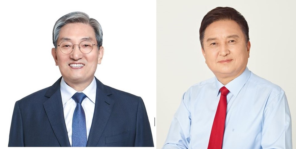 (왼쪽부터) 노영민, 김영환 충북도지사 후보