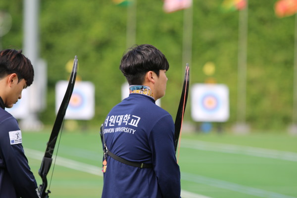  남자대학부 경기는 서원대 최현택, 송인준이 각각 307점, 332점을 쏴 동메달(3위)을 충북선수단에게 안겨줬다. (사진=맹찬호 기자)