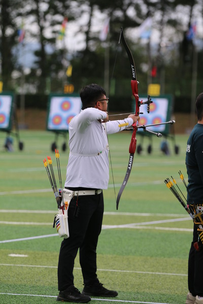 김우진(청주시청)이 9일 오전 10시 울산문수국제양궁장에서 금빛 화살을 쏘아 올렸다. (사진=맹찬호 기자)