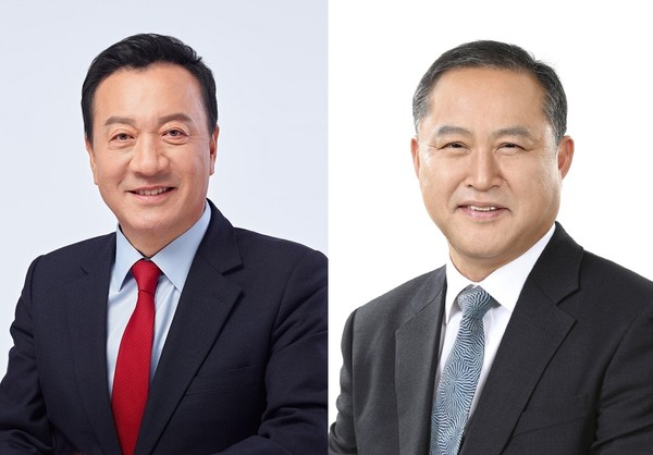   엄태영 국민의힘 후보 와 이경용 더불어민주당 후보