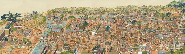 ▲2024년 한국전통민화협회 전국공모전 국회의장상 수상작 조태정 작가의 '태평성시도' 사본