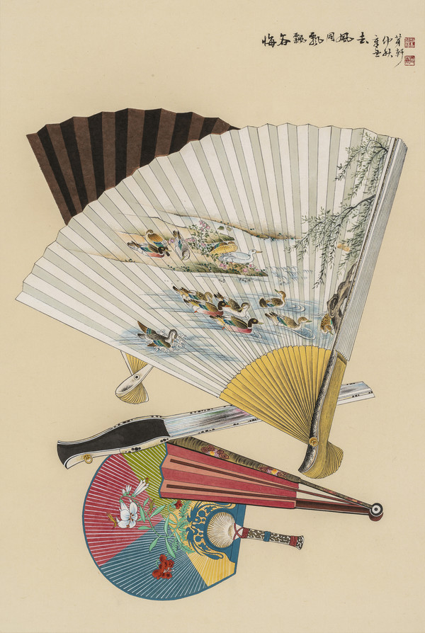 ▲조태정, 부채 화접도, 95x63.5cm , 2021